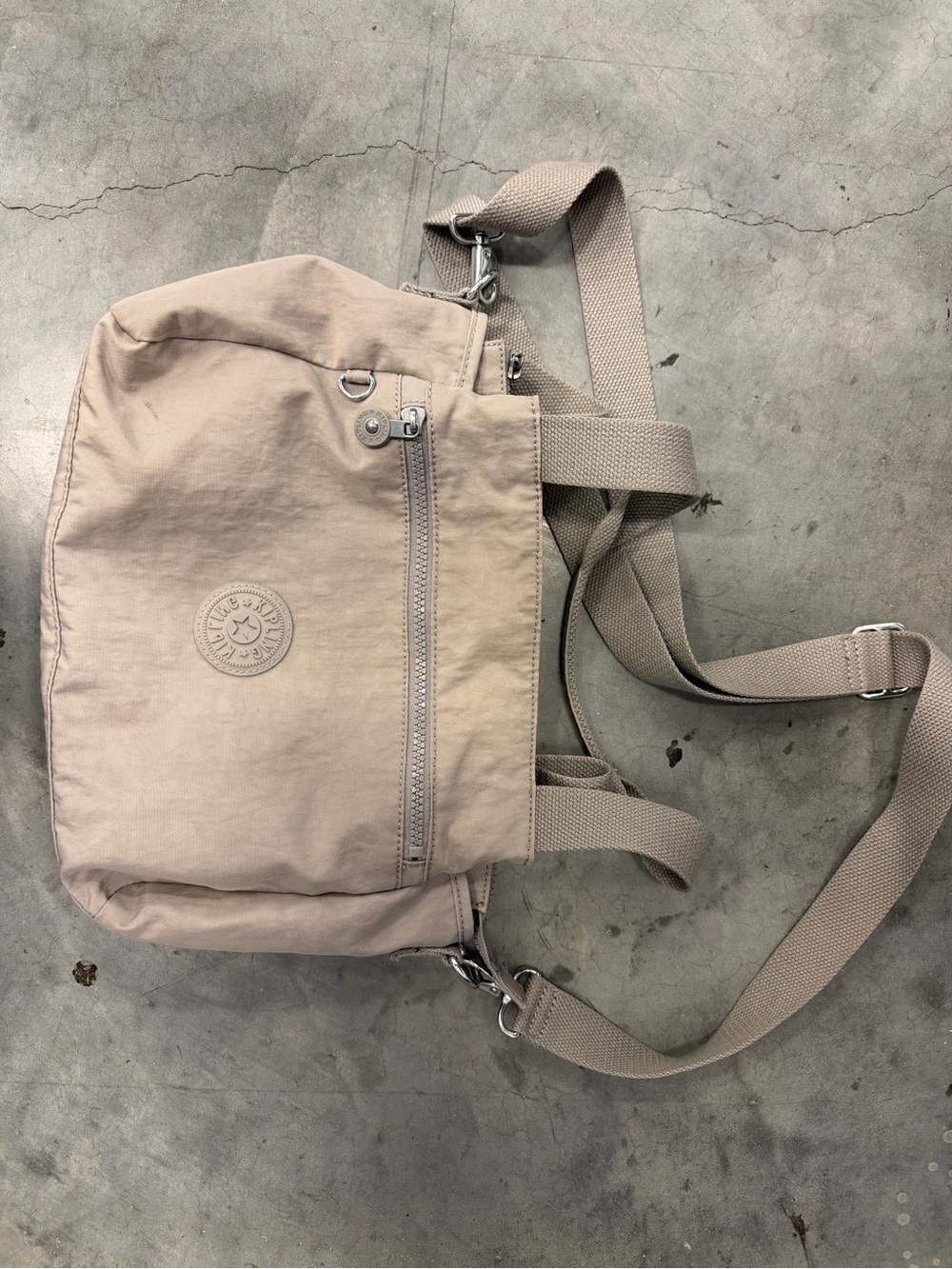 Kipling Neutral Taupe Messenger Bag with Adjustable Strap